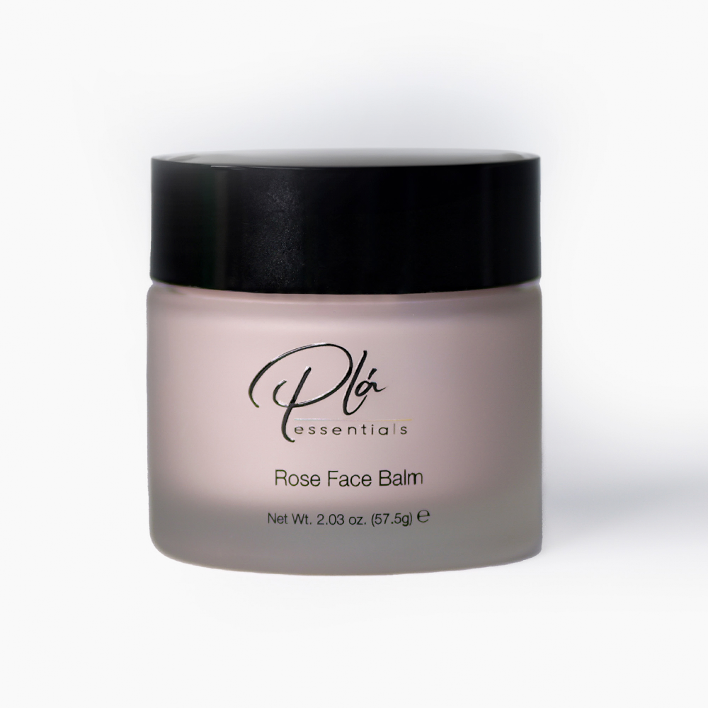 Bottle of rose face balm from the  Plá essentials brand