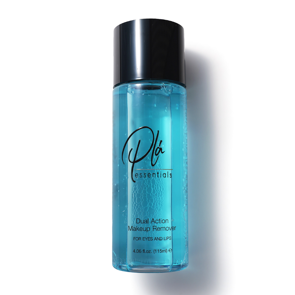 bottle of dual action makeup remover from pla essentials