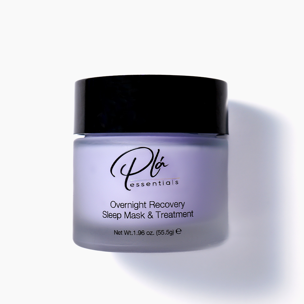 container of overnight recovery sleep mask from the brand pla essentials